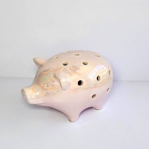Pink chrome pig potpourri holder